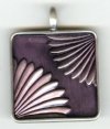 1 31x31mm Antique Silver Purple Epoxy Fan Pendant